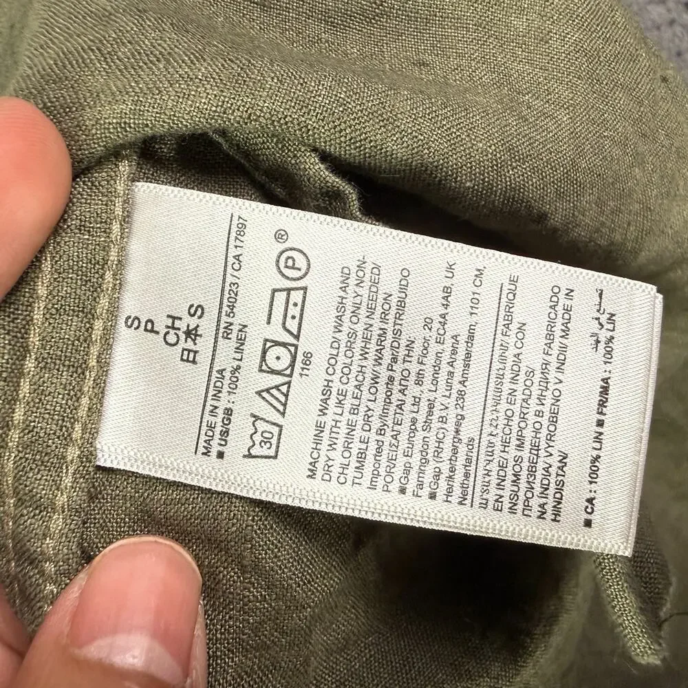 Banana Republic Shirt Mens S Green Long Sleeve 100% Linen Button Up Summer